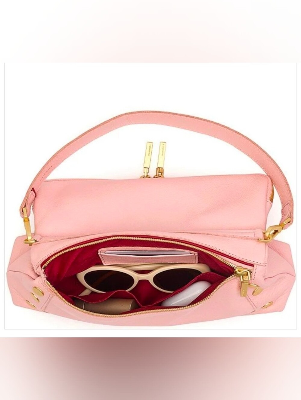 Hammitt Flamingo Leather Shoulder Bag with Gold Studs - Picture 5 of 10